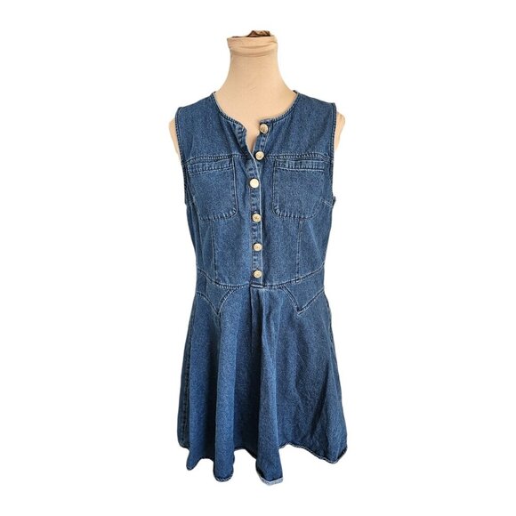 Heartloom Darla Denim Button Up Mini A-Line Dress Sz M - Picture 5 of 12